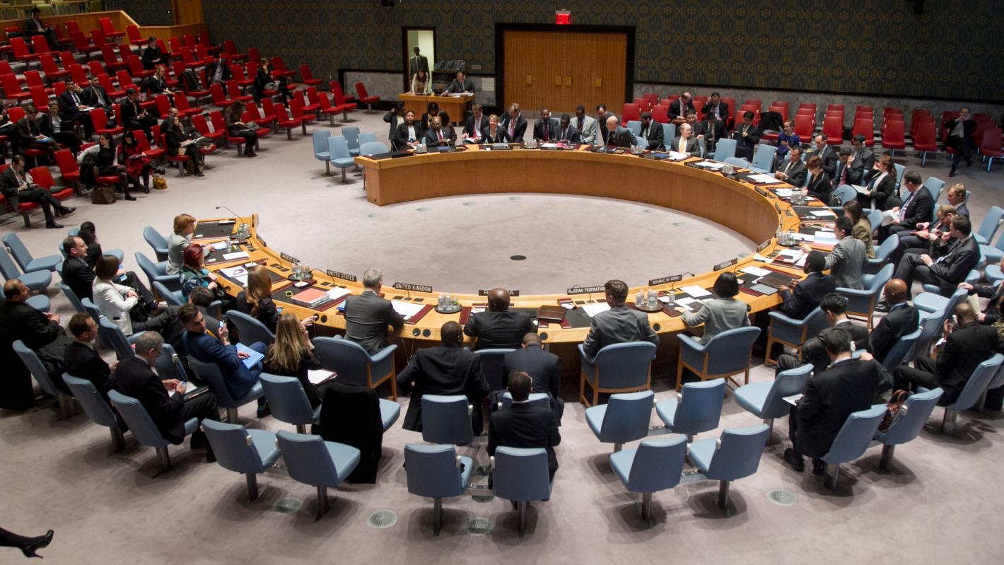 A wide view of the Security Council meeting.