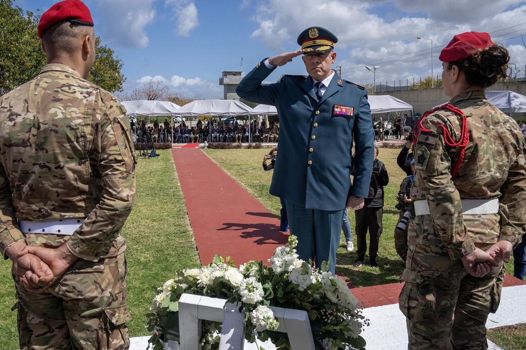 A peacekeeper salutes.